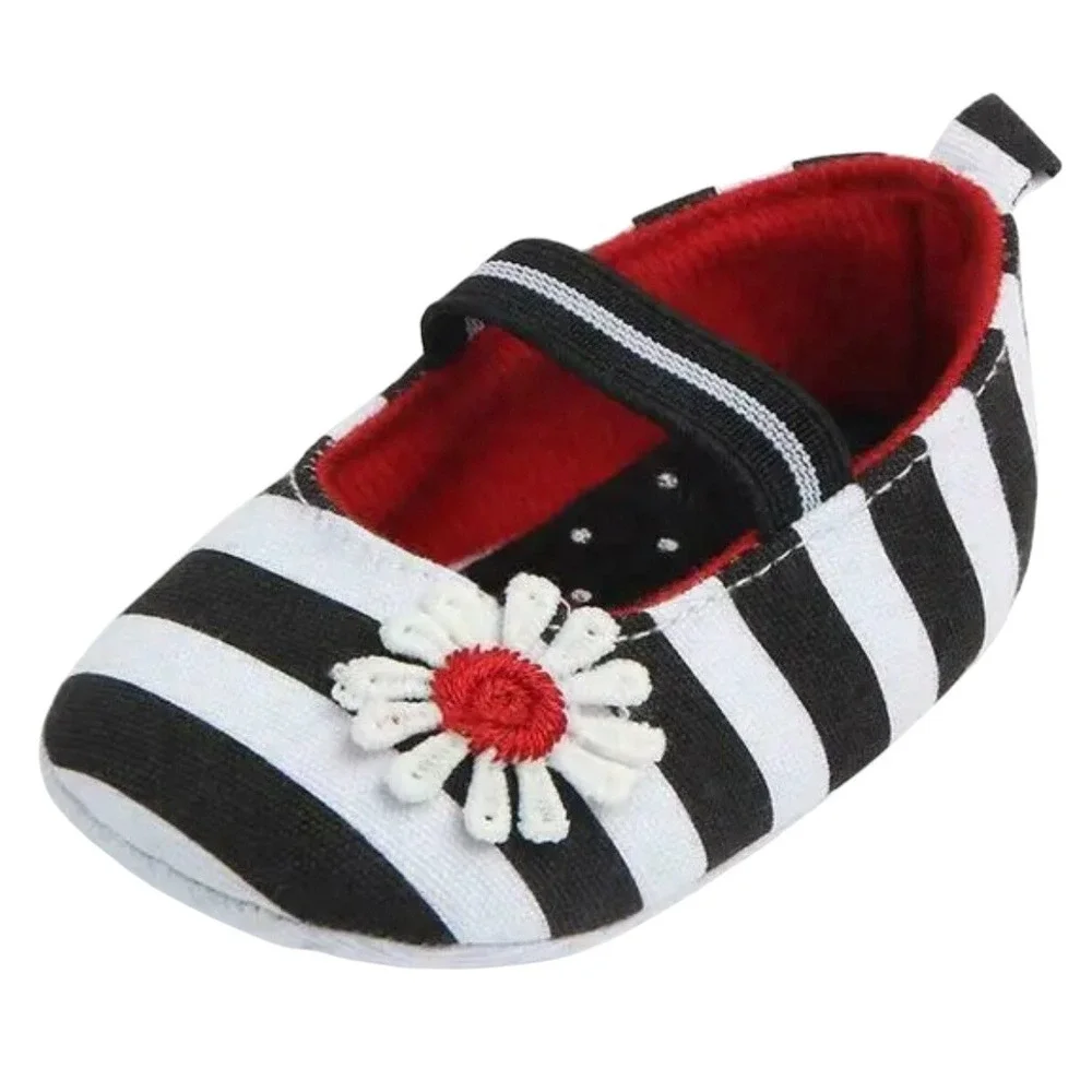 Baby Girl's No-slip Stripe‎ Flower Lovely Toddler Infant Newborn Soft Sole Shoes